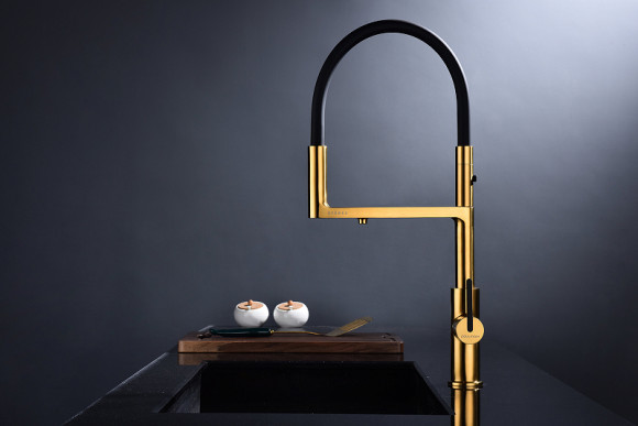 Смеситель для кухни Paulmark Tornado To213402-BG Брашированное золото