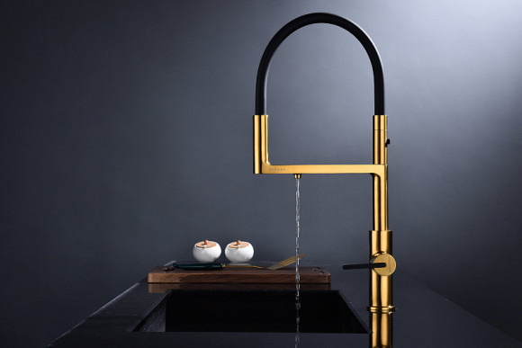 Смеситель для кухни Paulmark Tornado To213402-BG Брашированное золото