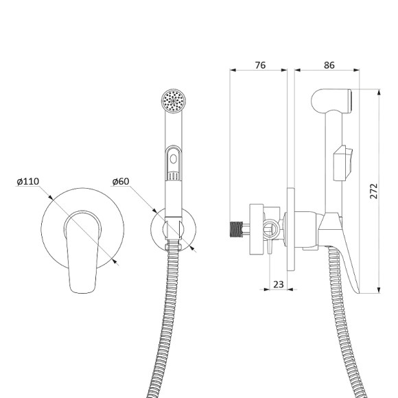 Гигиенический душ со смесителем Damixa Jupiter 777510001 Хром