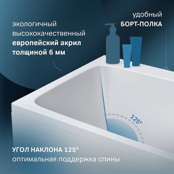 Акриловая ванна AM.PM Func 160х70 W84A-160-070W-A без гидромассажа Акриловая ванна AM.PM Func 160х70 W84A-160-070W-A без гидромассажа