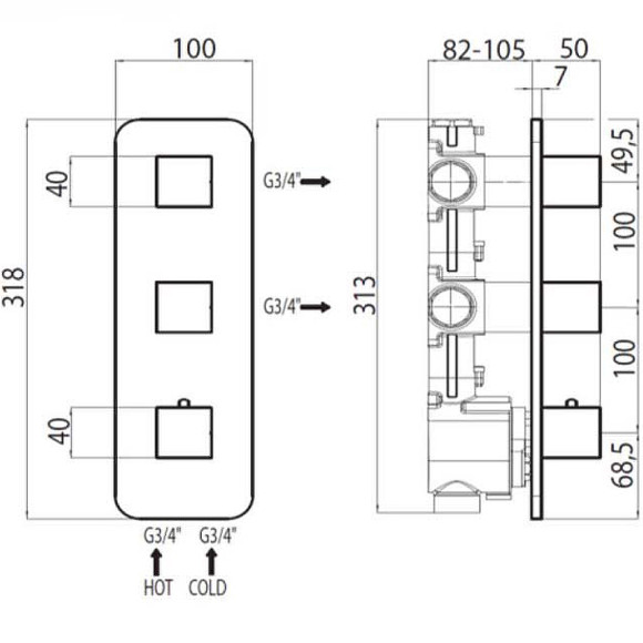 Смеситель для душа Bossini Outlets Z031204.021 с термостатом Золото Смеситель для душа Bossini Outlets Z031204.021 с термостатом Золото
