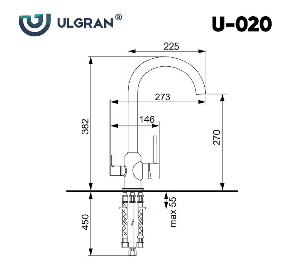 Смеситель для кухни Ulgran Classic U-020-304 Нержавеющая сталь Смеситель для кухни Ulgran Classic U-020-304 Нержавеющая сталь