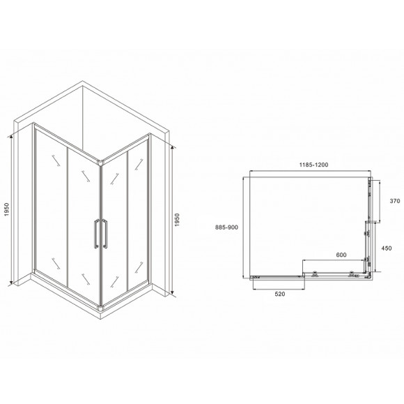 Душевой уголок Abber Schwarzer Diamant 120x90 AG02129MH профиль Хром стекло матовое Душевой уголок Abber Schwarzer Diamant 120x90 AG02129MH профиль Хром стекло матовое