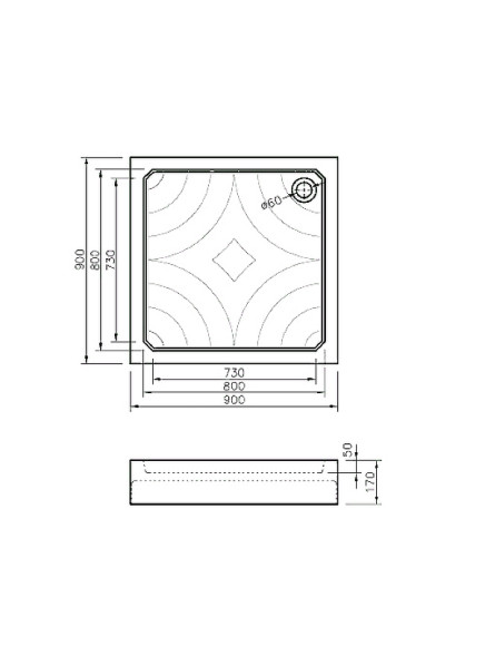 Акриловый поддон для душа Koller Pool Grace 90X90 GRACE90S Белый