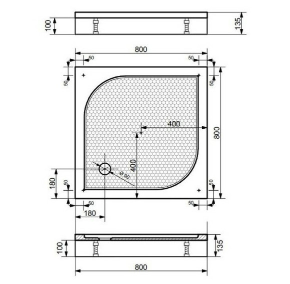 Душевой поддон из искусственного камня Эстет Гамма 80х80 ФР-00000757 Белый