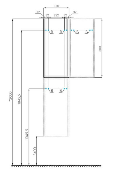 Подвесной шкаф Aquaton Марти 35 1A270203MY010 Белый глянцевый Дуб эндгрейн