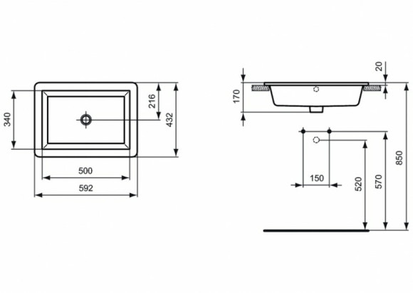 Раковина Ideal Standard Strada 59 K078001 Euro White