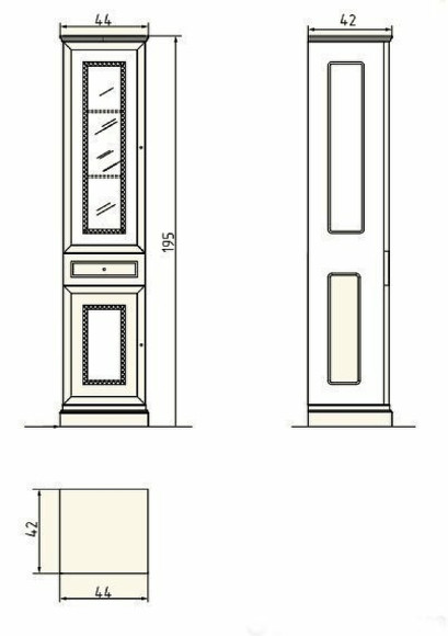 Шкаф пенал Migliore Ravenna 44 L 27071 Слоновая кость Золото
