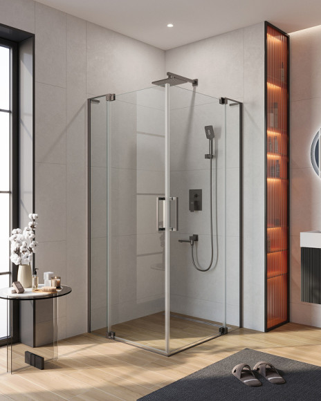 Душевой уголок Cezares Slider 100x90 SLIDER-AH-2-80/90-90/100-C-GM профиль Оружейная сталь стекло прозрачное