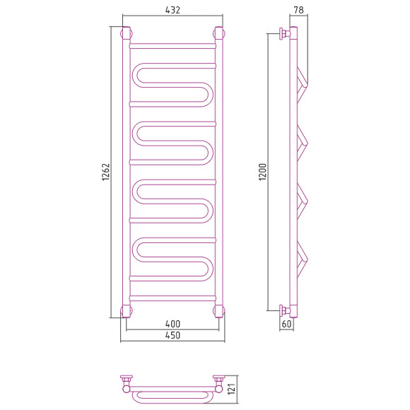 Водяной полотенцесушитель Сунержа Элегия+ 1200х400 00-0205-1240 Хром Водяной полотенцесушитель Сунержа Элегия+ 1200х400 00-0205-1240 Хром