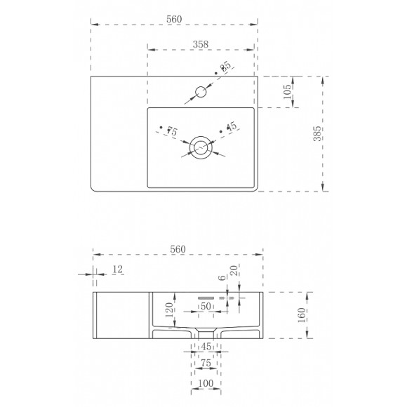 Раковина Abber Stein 56 R AS2644 R Белая матовая
