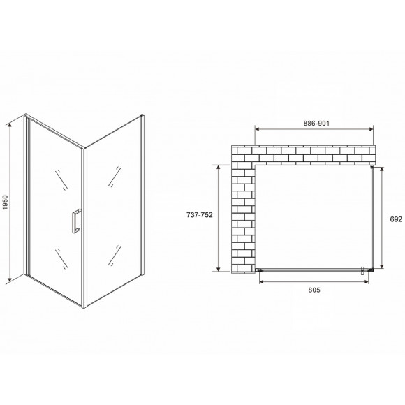 Душевой уголок Abber Sonnenstrand 90x75 AG04090-S75 профиль Хром стекло прозрачное Душевой уголок Abber Sonnenstrand 90x75 AG04090-S75 профиль Хром стекло прозрачное