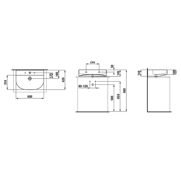 Раковина Laufen Sonar 60 8.1634.2.000.104.1 Белая Раковина Laufen Sonar 60 8.1634.2.000.104.1 Белая