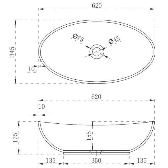 Раковина-чаша Abber Stein 62 AS2610 Белая матовая Раковина-чаша Abber Stein 62 AS2610 Белая матовая