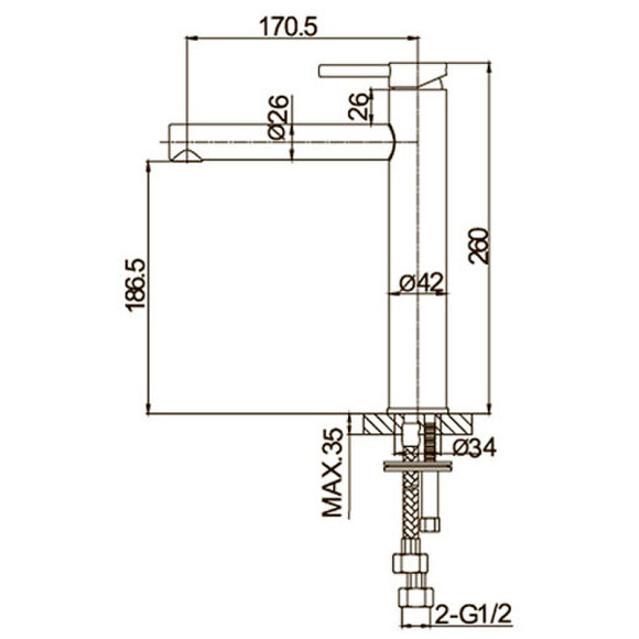 Смеситель для раковины Caprigo Don 53-023-BRG Золото матовое