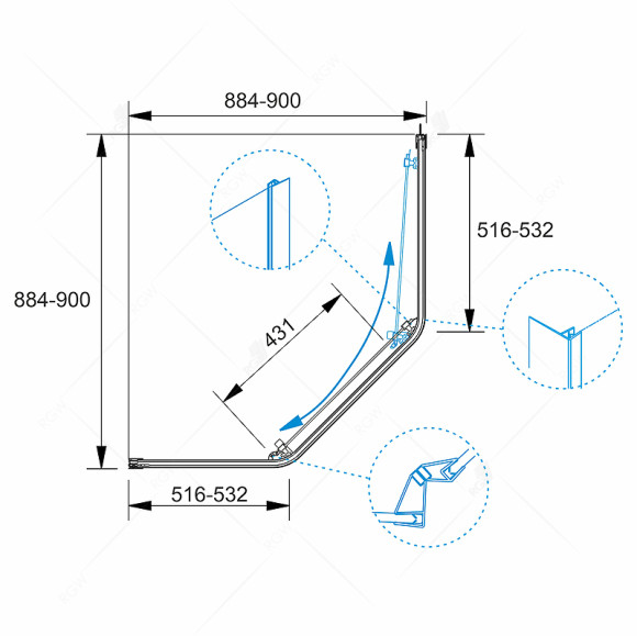 Душевой уголок RGW Passage PA-86 90х90 38088699-11 профиль Хром стекло прозрачное Душевой уголок RGW Passage PA-86 90х90 38088699-11 профиль Хром стекло прозрачное