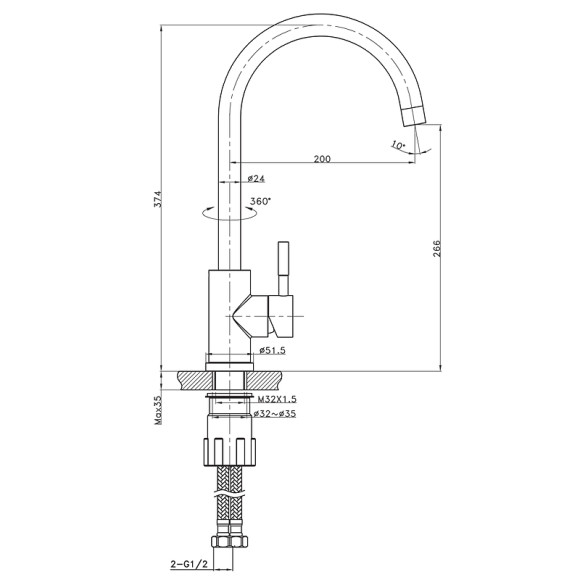 Смеситель для кухни Raiber Graceful RP-012 Хром Смеситель для кухни Raiber Graceful RP-012 Хром