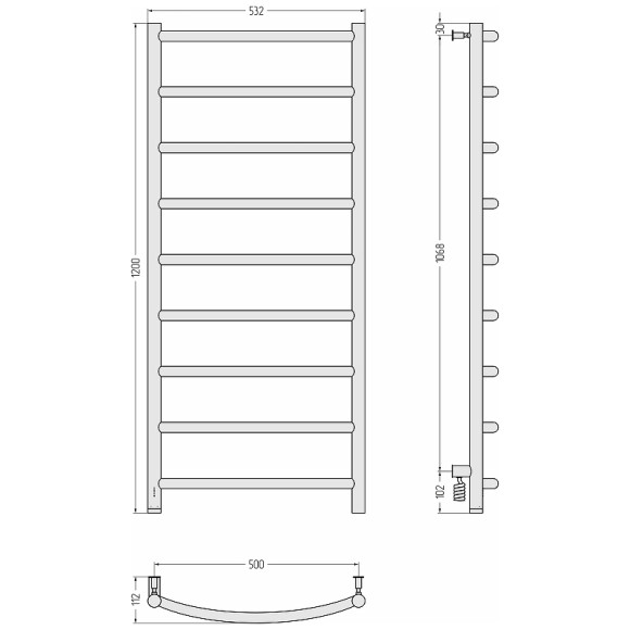 Электрический полотенцесушитель Сунержа Галант 4.0 1200x500 L 30-0830-1250 Белый матовый
