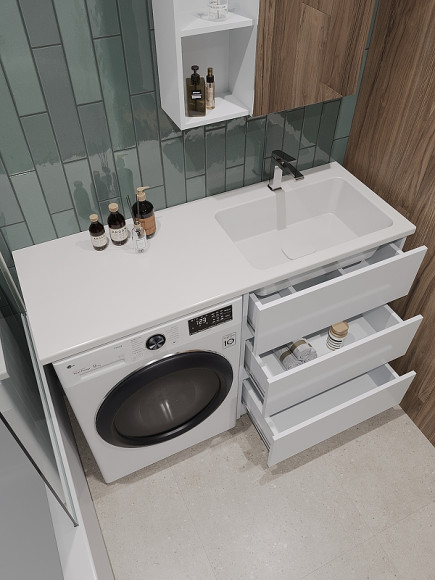 Тумба с раковиной Orange Sistema 130 R ST-70TUW+RAR Белая глянцевая Тумба с раковиной Orange Sistema 130 R ST-70TUW+RAR Белая глянцевая