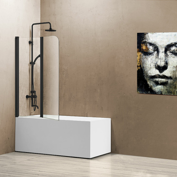 Шторка на ванну Vincea VSB 114x140 VSB-12114CLB профиль Черный стекло прозрачное