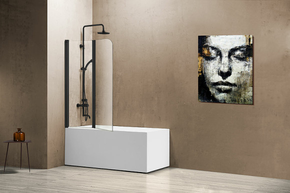 Шторка на ванну Vincea VSB 114x140 VSB-12114CLB профиль Черный стекло прозрачное