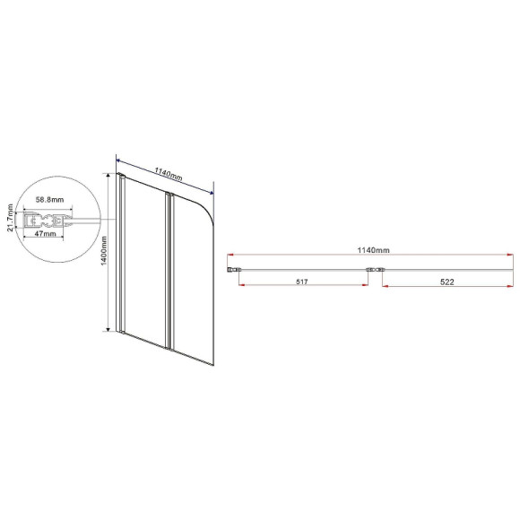 Шторка на ванну Vincea VSB 114x140 VSB-12114CLB профиль Черный стекло прозрачное
