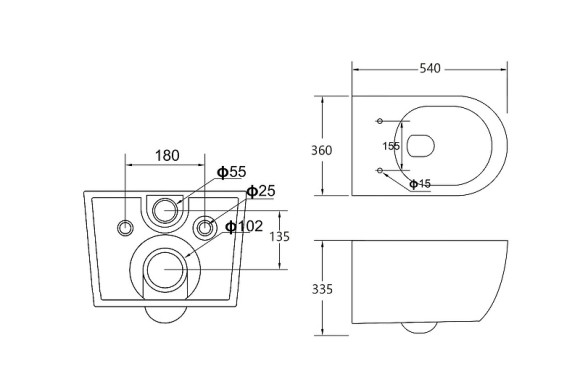 Унитаз Cezares Molveno CZR-2468-TH-R подвесной без сиденья Унитаз Cezares Molveno CZR-2468-TH-R подвесной без сиденья