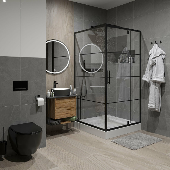 Душевой уголок Niagara Nova 100х100 NG-0200-08 BLACK профиль Черный стекло прозрачное Душевой уголок Niagara Nova 100х100 NG-0200-08 BLACK профиль Черный стекло прозрачное