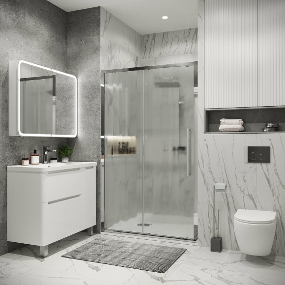 Душевая дверь Grossman Cosmo 110 100.K33.02.110.10.02 профиль Хром стекло шиншилла