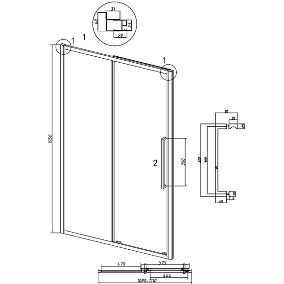 Душевая дверь Grossman Cosmo 110 100.K33.02.110.10.02 профиль Хром стекло шиншилла
