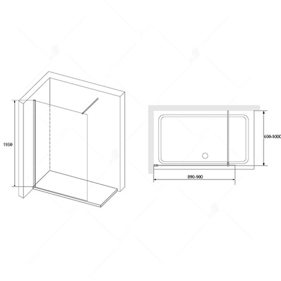 Душевая перегородка RGW Walk In WA-010B 90 351001009-24 профиль Черный стекло матовое-сатинат
