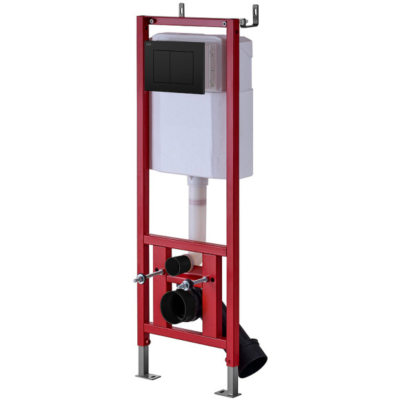 Комплект унитаза Damixa Jupiter DX77C1738SC с инсталляцией D&K DI8540116 с сиденьем Микролифт и Черной клавишей смыва