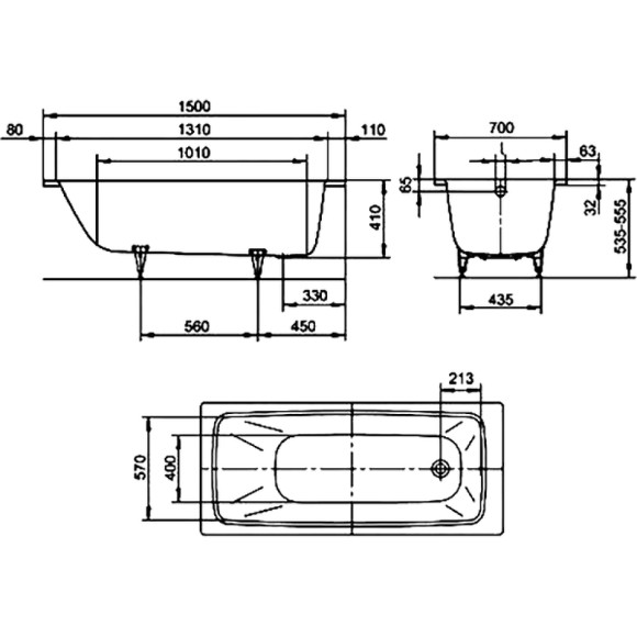 Стальная ванна Kaldewei Cayono 747 150x70 274700010001 без покрытия