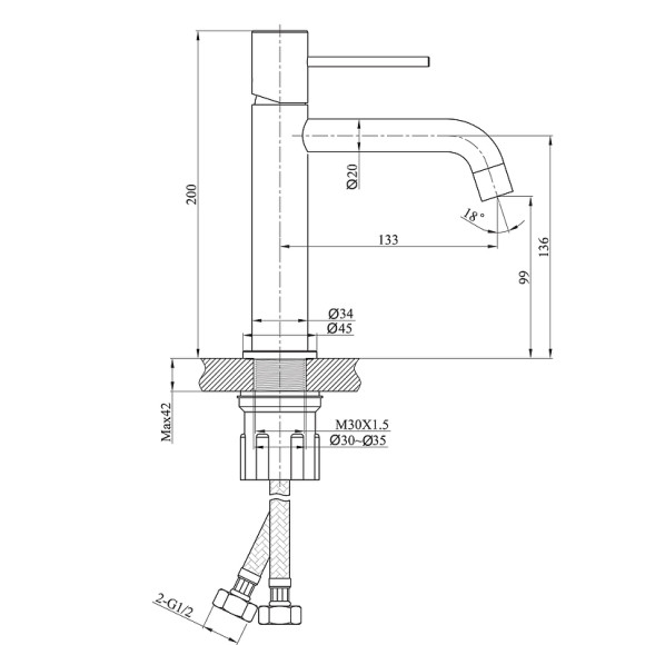 Смеситель для раковины Raiber Graceful RP-001 Хром Смеситель для раковины Raiber Graceful RP-001 Хром