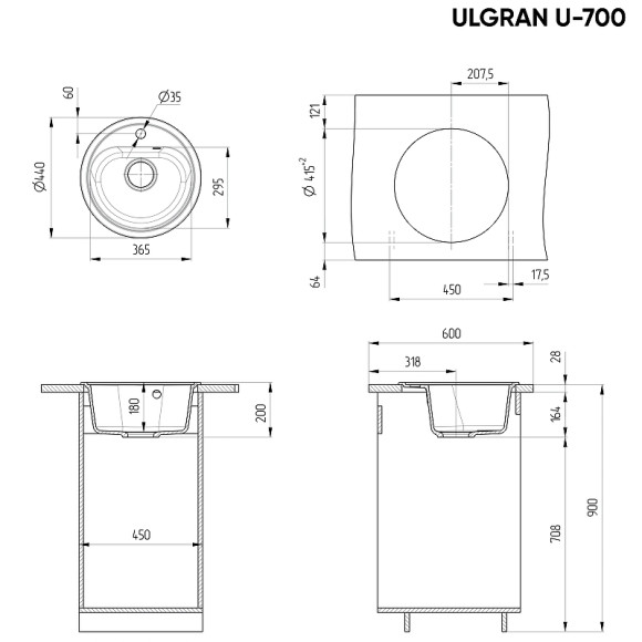 Кухонная мойка Ulgran Classic U-700-342 Графит Кухонная мойка Ulgran Classic U-700-342 Графит