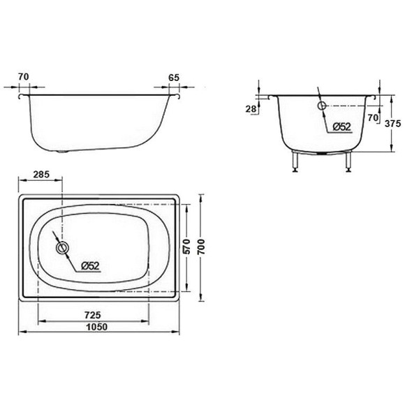 Стальная ванна BLB Europa Mini B15E 105x70 без гидромассажа Стальная ванна BLB Europa Mini B15E 105x70 без гидромассажа