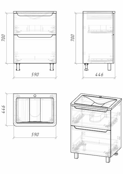Тумба под раковину Grossman Адель 60 106007 Белая