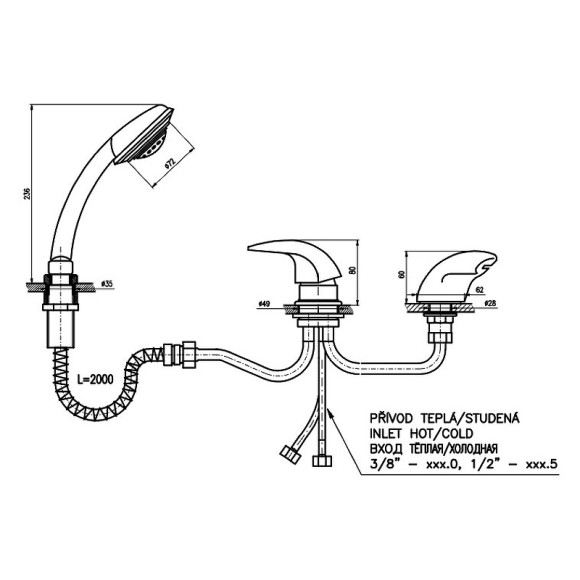 Смеситель на борт ванны Rav Slezak Dunaj D470.5YZ Золото
