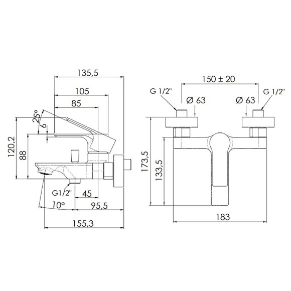 Смеситель для ванны Remer Energy EY02BO Белый матовый Смеситель для ванны Remer Energy EY02BO Белый матовый
