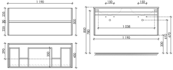 Тумба под раковину Sancos Smart 120 SM120-2W подвесная Белый глянец