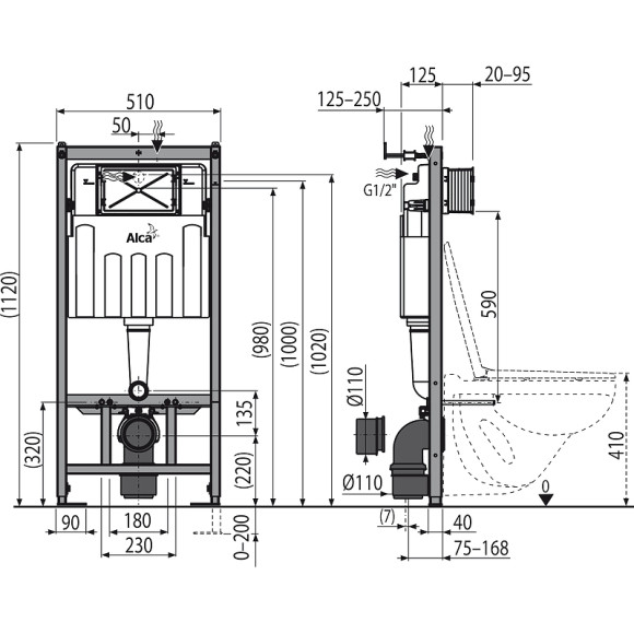 Инсталляция Alcaplast Sadromodul AM101/1120-0001 (AM101/1120) для унитаза без клавиши смыва Инсталляция Alcaplast Sadromodul AM101/1120-0001 (AM101/1120) для унитаза без клавиши смыва