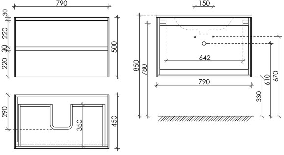 Тумба под раковину Sancos Cento 80 CN80KE подвесная Карпатская ель