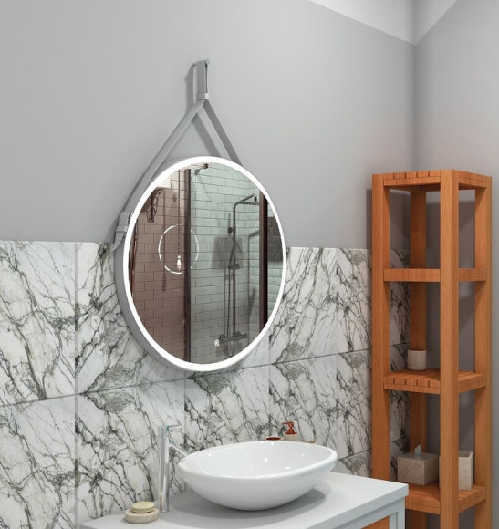 Зеркало Art&Max Milan AM-Mil-650-DS-F с подсветкой с сенсорным выключателем Белое