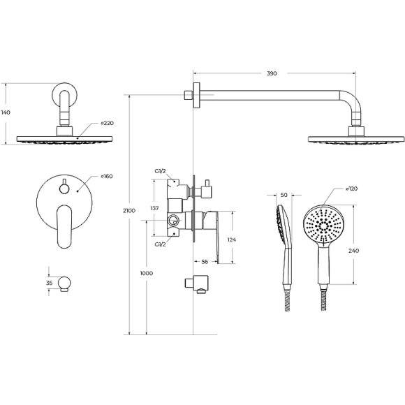 Душевая система Cezares Stylus STYLUS-DSET-01 Хром Душевая система Cezares Stylus STYLUS-DSET-01 Хром