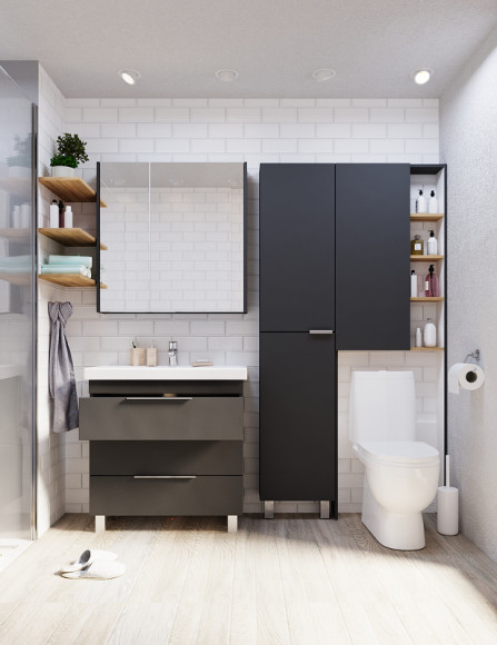 Зеркальный шкаф 1MarKa Gaula 80 У92543 Графит матовый Зеркальный шкаф 1MarKa Gaula 80 У92543 Графит матовый