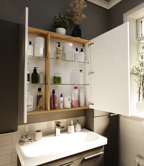 Зеркальный шкаф 1MarKa Gaula 80 У92543 Графит матовый Зеркальный шкаф 1MarKa Gaula 80 У92543 Графит матовый