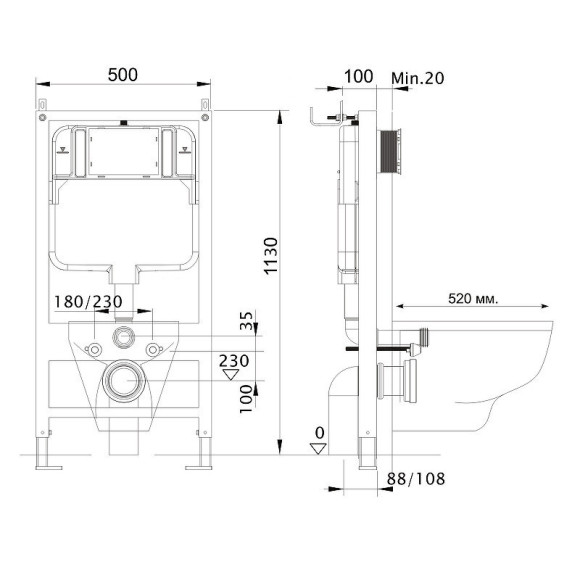 Инсталляция Aquatek Standart 50 INS-0000012 для унитаза без клавиши смыва Инсталляция Aquatek Standart 50 INS-0000012 для унитаза без клавиши смыва