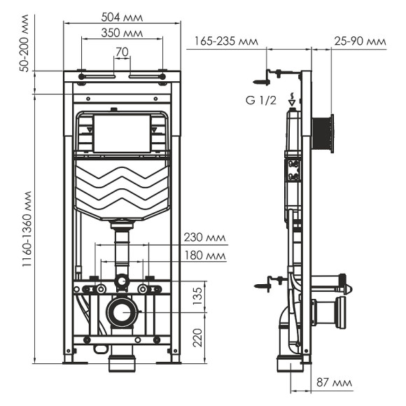 Инсталляция WasserKRAFT Alme 15TLT.010.ME.PB01 для унитаза с Черной глянцевой клавишей смыва Инсталляция WasserKRAFT Alme 15TLT.010.ME.PB01 для унитаза с Черной глянцевой клавишей смыва