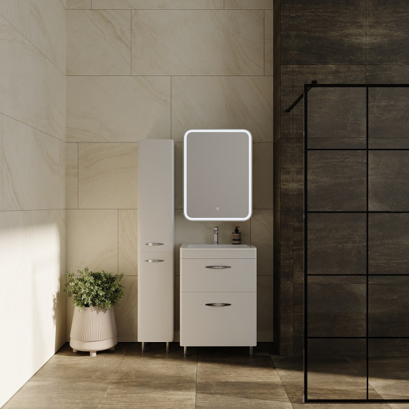 Зеркальный шкаф Style Line Каре 55 L СС-00002373 с подсветкой Белый Зеркальный шкаф Style Line Каре 55 L СС-00002373 с подсветкой Белый