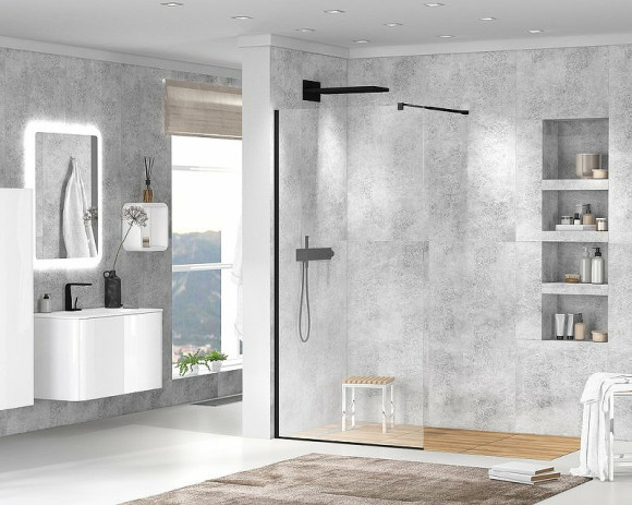 Душевая перегородка Cezares Liberta 105 LIBERTA-L-1-105-120-C-NERO профиль Черный матовый стекло прозрачное